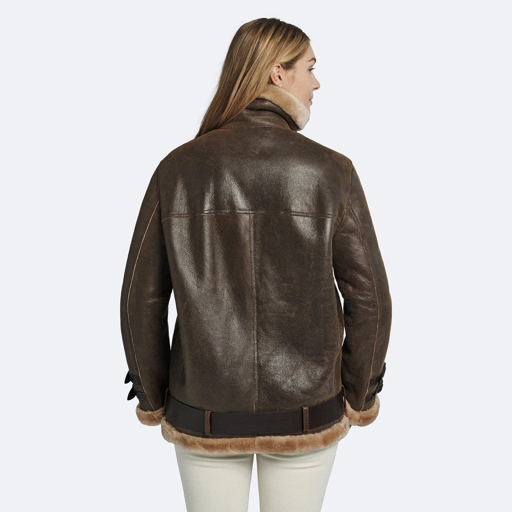 Oversized Women's Sheepskin Leather Shearling Winter Jacket