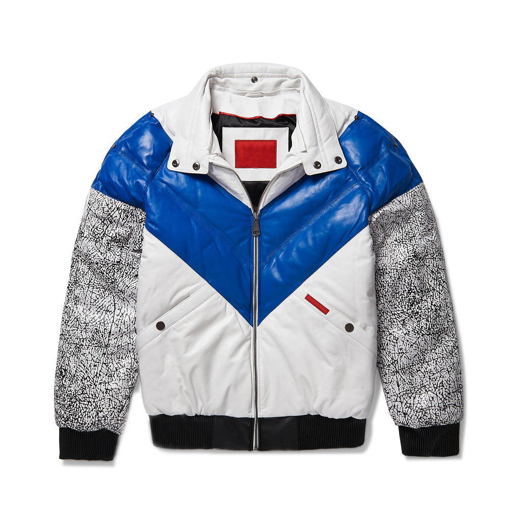 Men's Multi V-Bomber Real Leather Goose Country Jacket