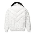 Men's White/Black V-Bomber Genuine Leather Goose Country Jacket