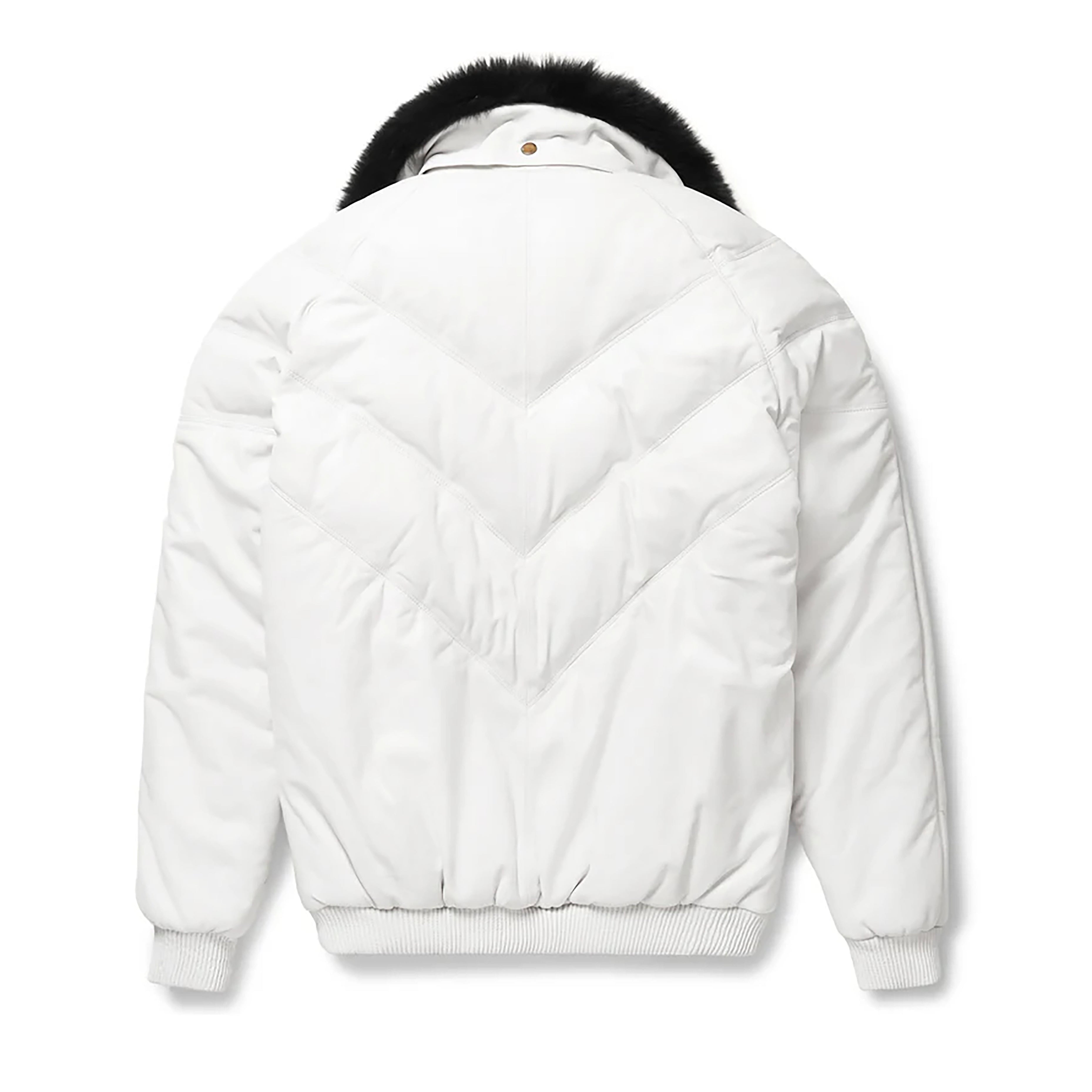 Men's White/Black V-Bomber Genuine Leather Goose Country Jacket