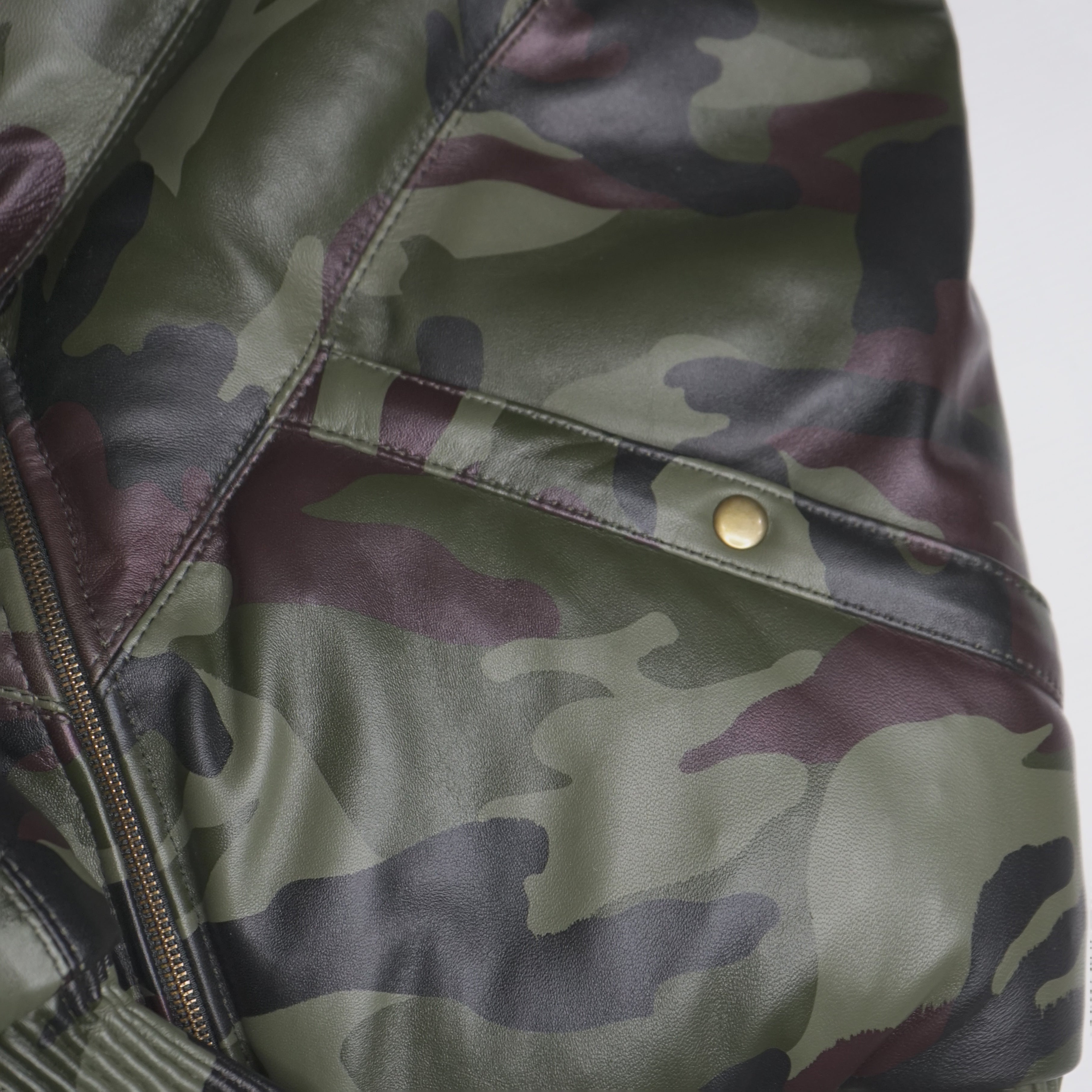 Men's Camo V-Bomber Real Leather Goose Country Jacket