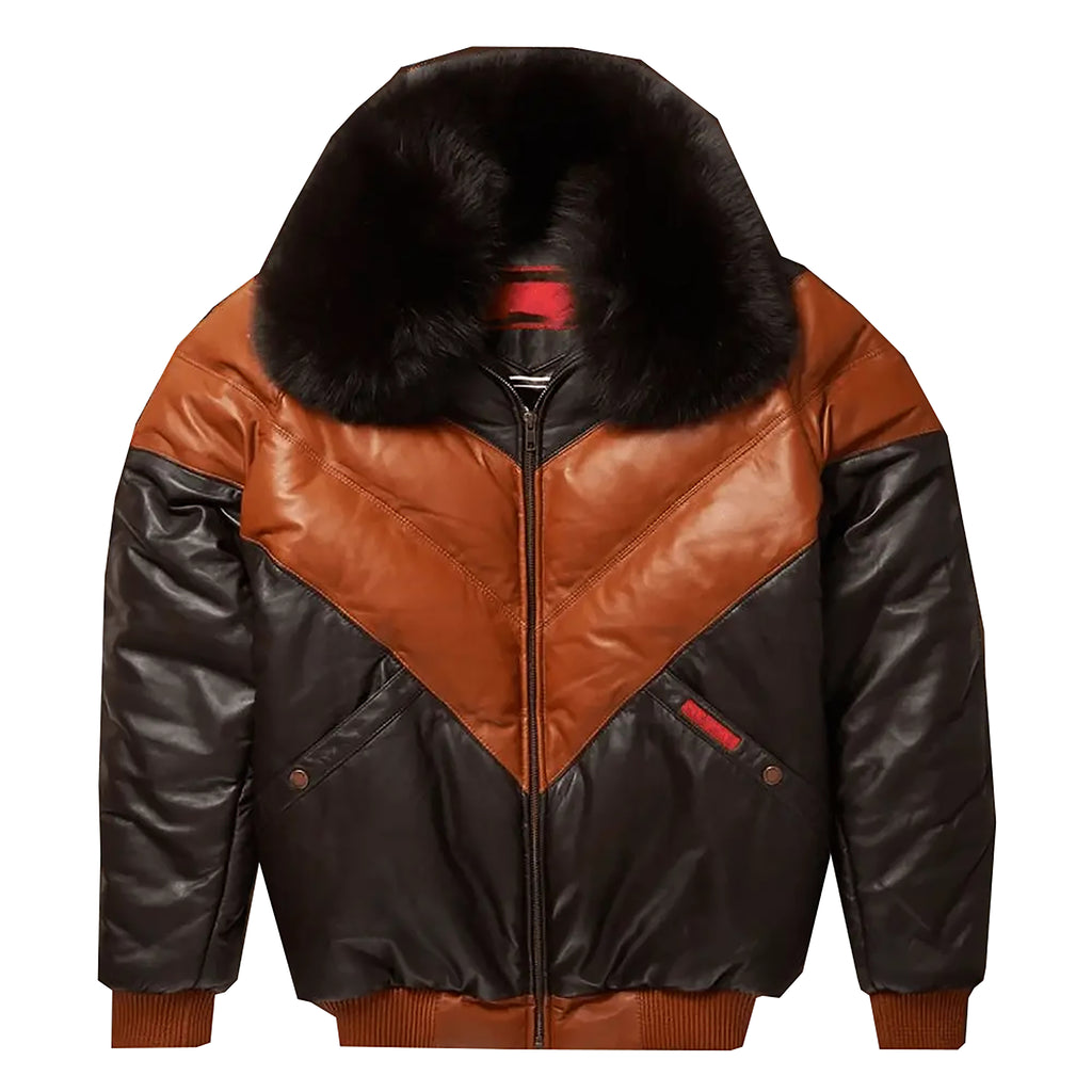 Men's Multi V-Bomber Goose Country Real Leather Jacket