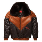 Men's Multi V-Bomber Goose Country Real Leather Jacket