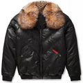 Men's Black V-Bomber Genuine Leather Goose Country Jacket
