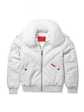 Men's White/White V-Bomber Genuine Leather Goose Country Jacket