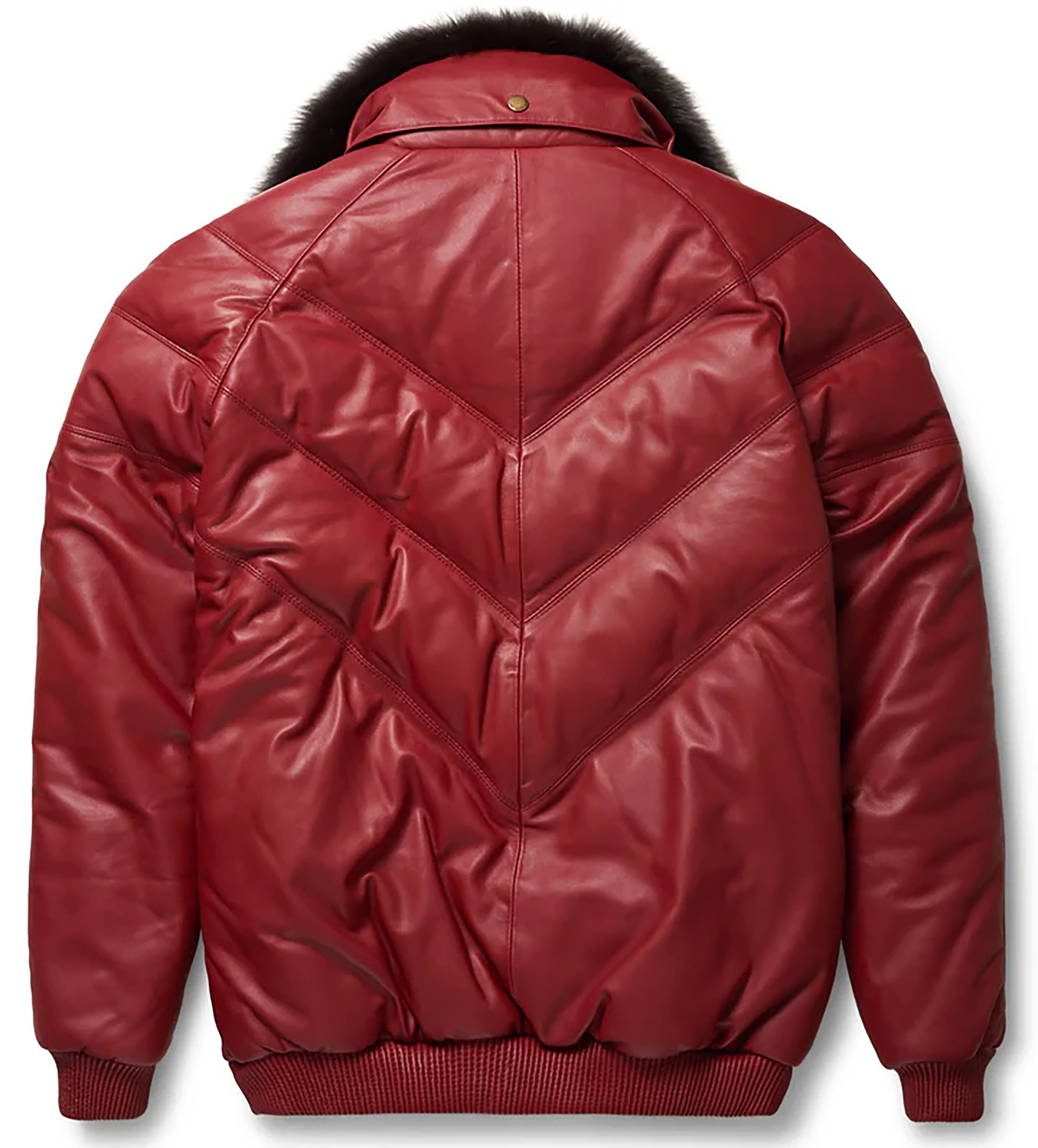 Men's Red V-Bomber Genuine Leather Goose Country Jacket
