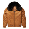 Men's Brown V-Bomber Real Leather Goose Country Jacket