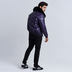 Men's Purple V-Bomber Genuine Leather Goose Country Jacket