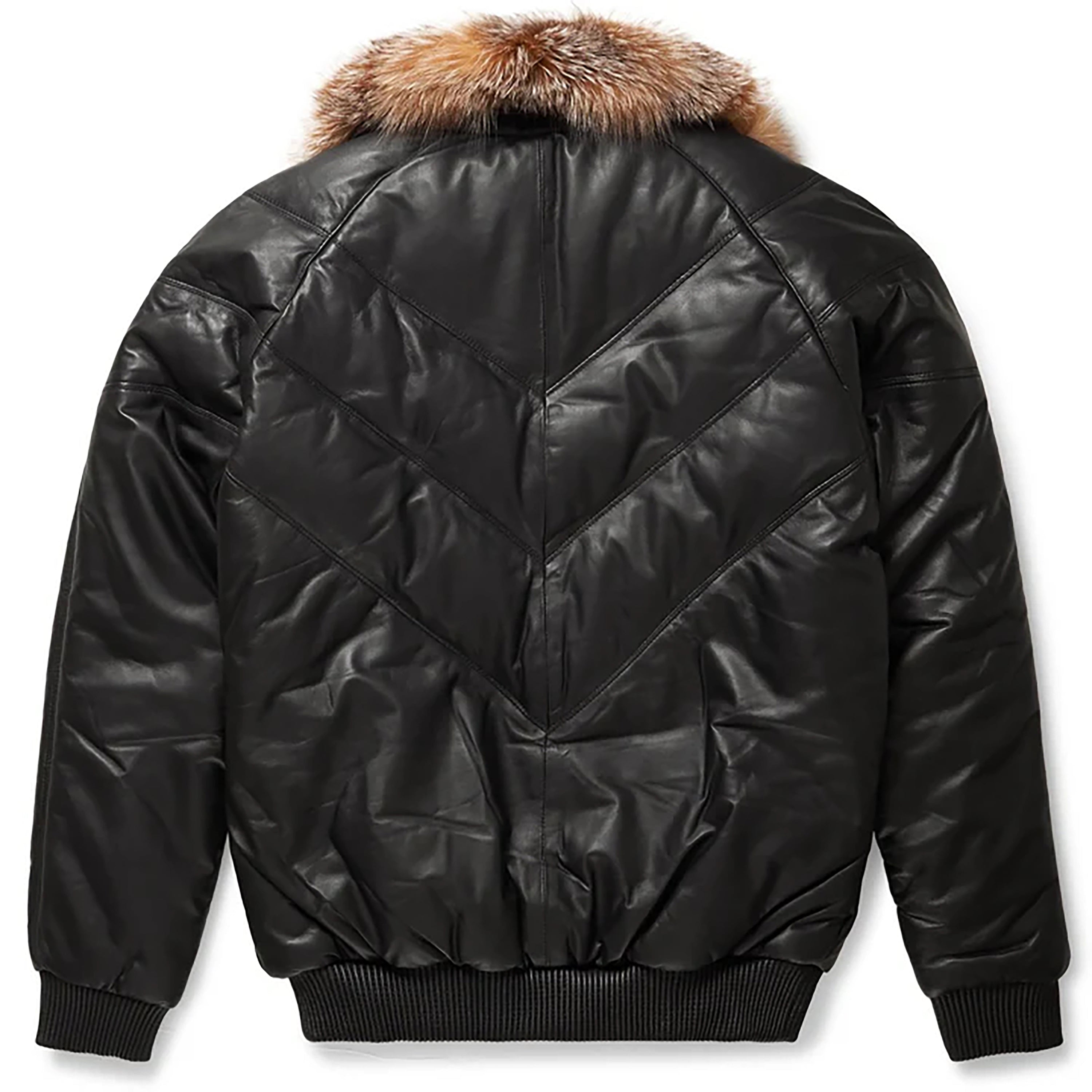 Men's Black V-Bomber Genuine Leather Goose Country Jacket