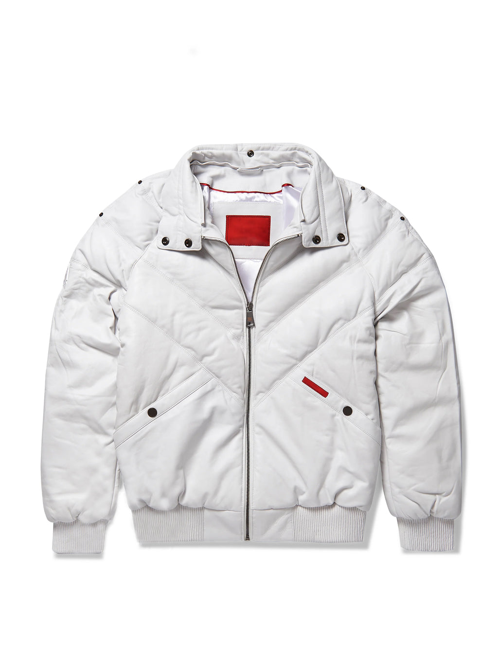 Men's White/White V-Bomber Genuine Leather Goose Country Jacket