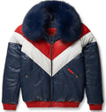Men's Multi V-Bomber Genuine Leather Goose Country Jacket
