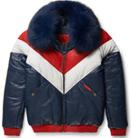 Men's Multi V-Bomber Genuine Leather Goose Country Jacket