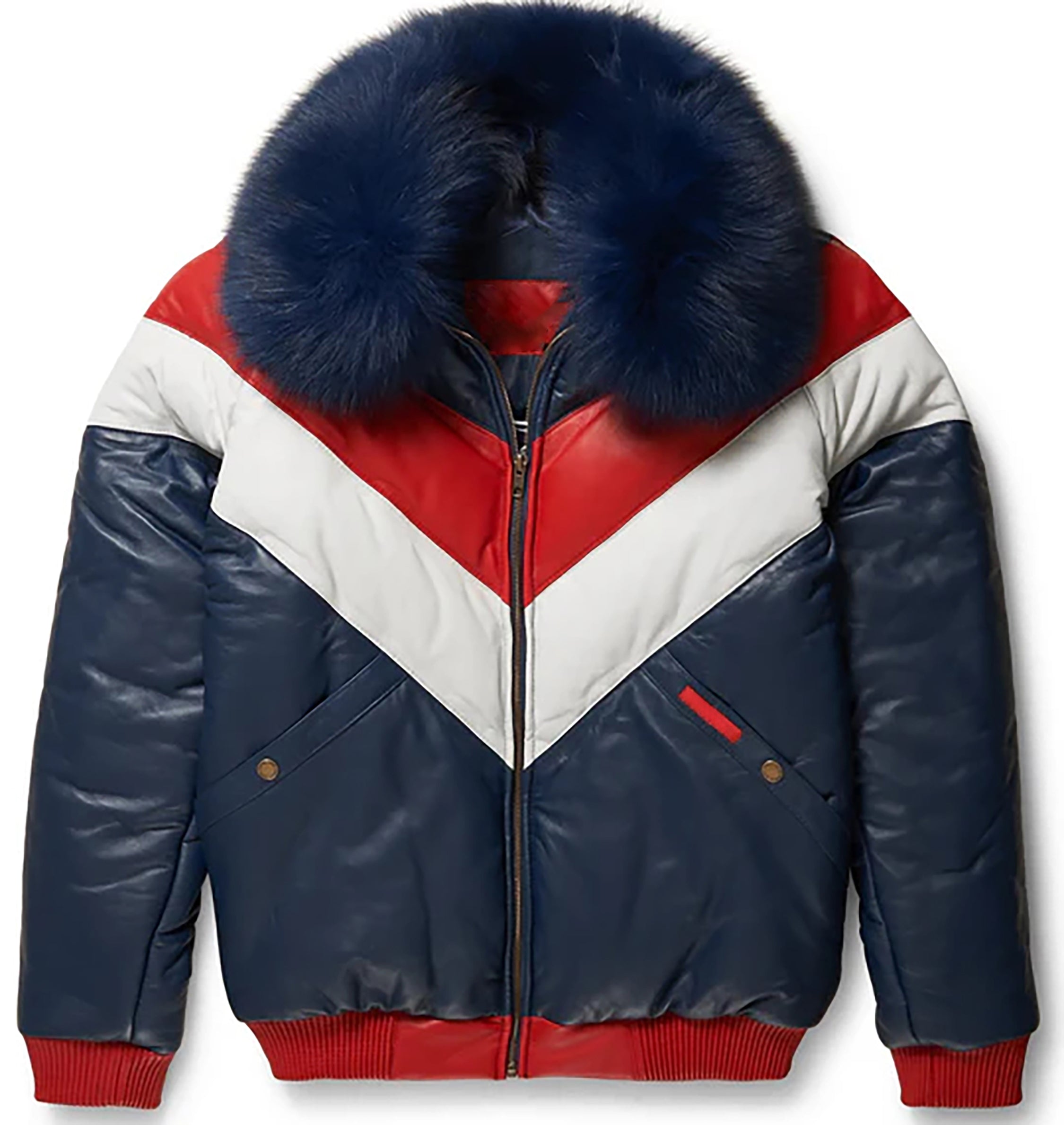 Men's Multi V-Bomber Genuine Leather Goose Country Jacket