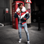 Men's Multi V-Bomber Genuine Leather Goose Country Jacket