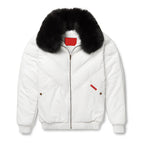 Men's White/Black V-Bomber Genuine Leather Goose Country Jacket