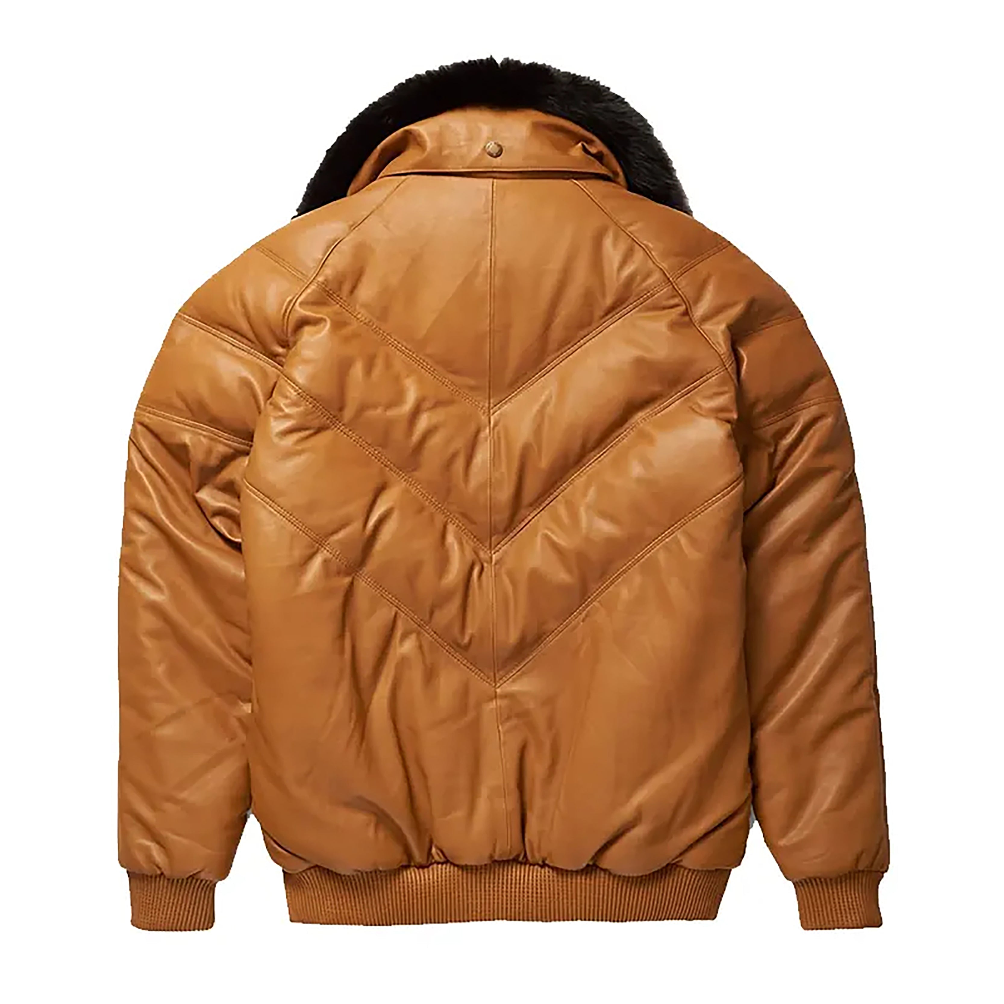 Men's Brown V-Bomber Real Leather Goose Country Jacket