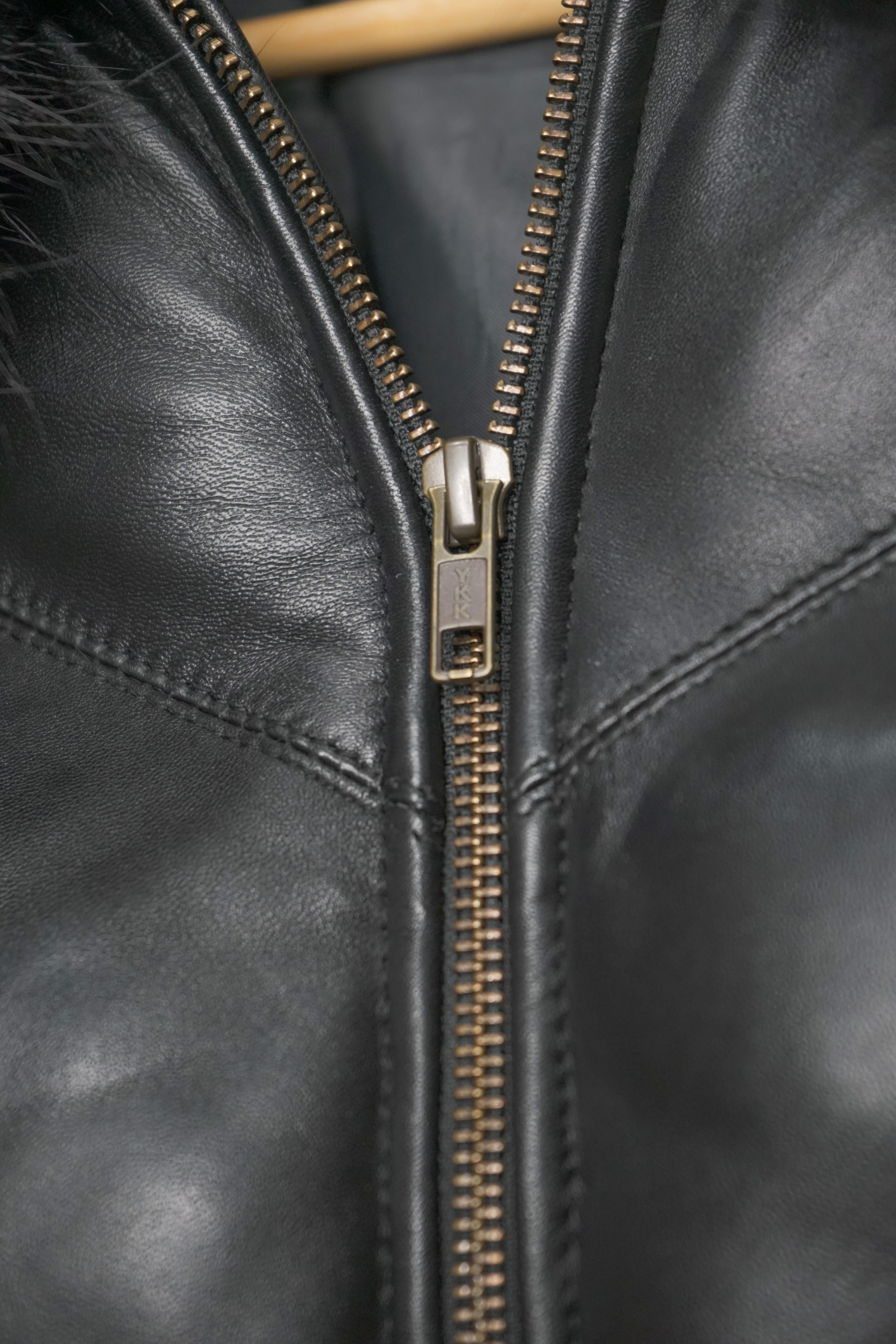 Men's Black V-Bomber Goose Country Real Leather Jacket