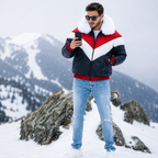 Men's Multi V-Bomber Genuine Leather Goose Country Jacket