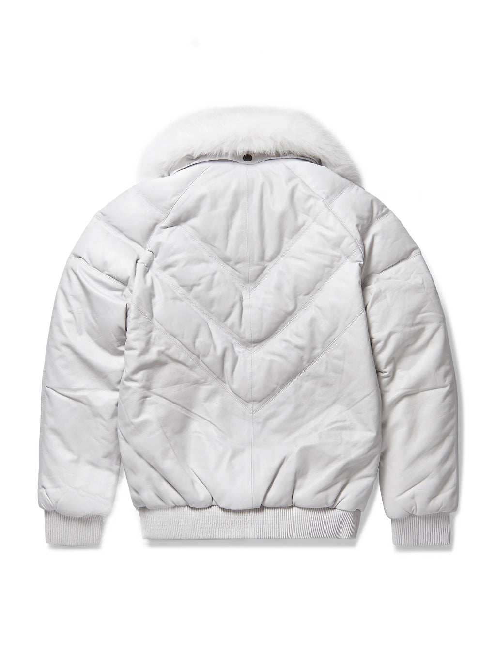 Men's White/White V-Bomber Genuine Leather Goose Country Jacket