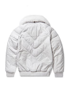 Men's White/White V-Bomber Genuine Leather Goose Country Jacket