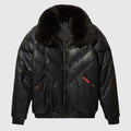 Men's Black V-Bomber Goose Country Real Leather Jacket