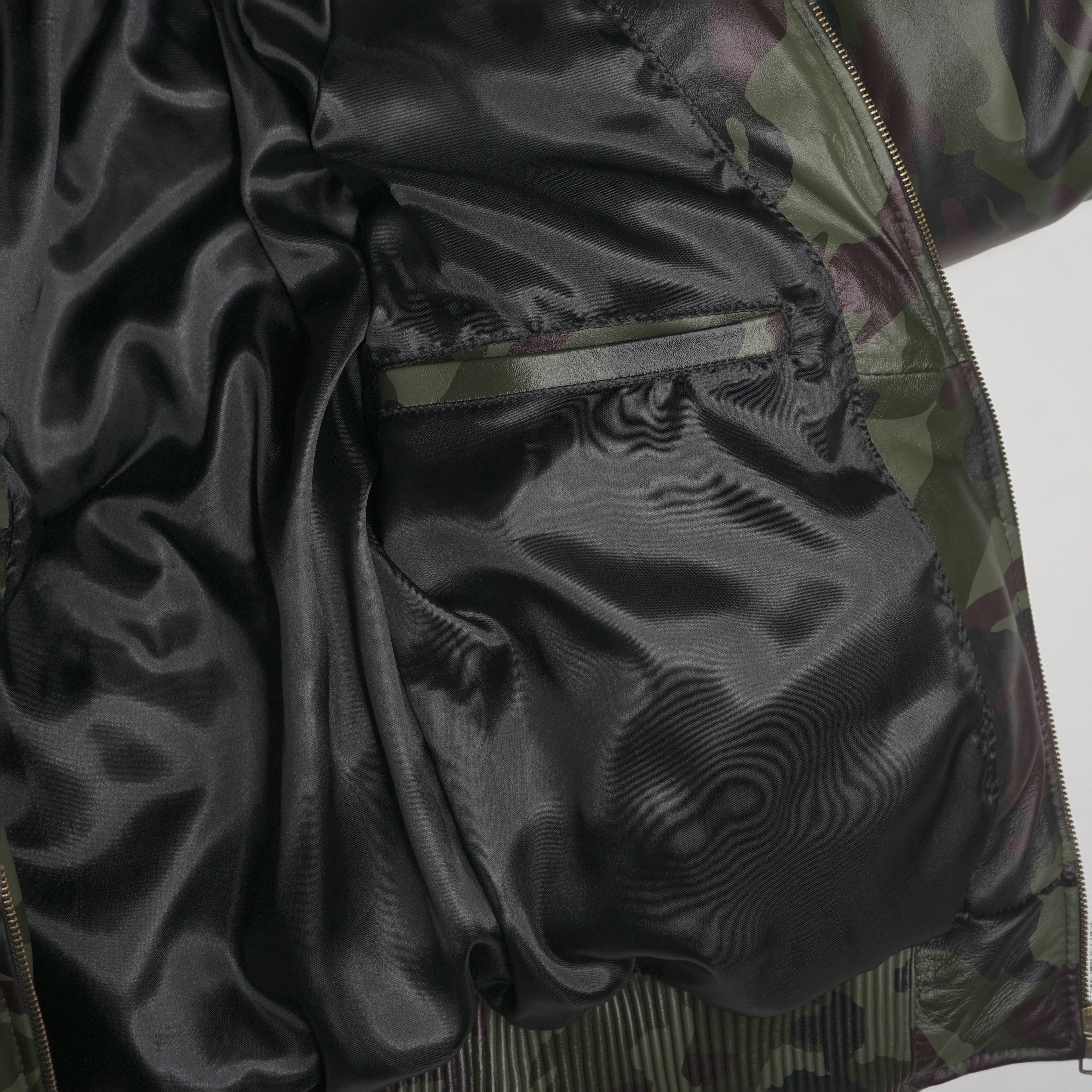 Men's Camo V-Bomber Real Leather Goose Country Jacket