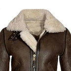Women's Brown B3 Shearling Leather Jacket – Real Sheepskin Faux-Fur Lined