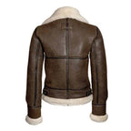 Women's Brown B3 Shearling Leather Jacket – Real Sheepskin Faux-Fur Lined