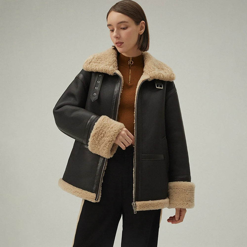 Women's B3 Shearling Aviator Jacket – Real Sheepskin Leather