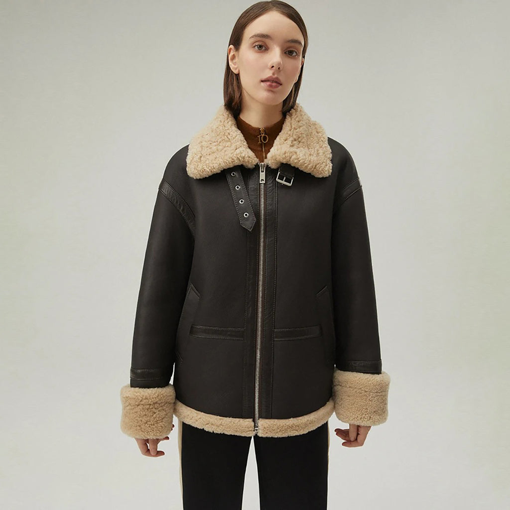 Women's B3 Shearling Aviator Jacket – Real Sheepskin Leather