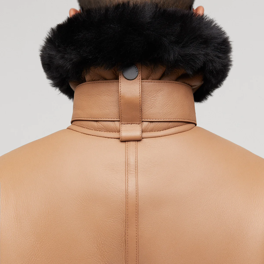 Women's Real Leather Shearling Biker Jacket – Faux Fur Lined Aviator Moto Coat