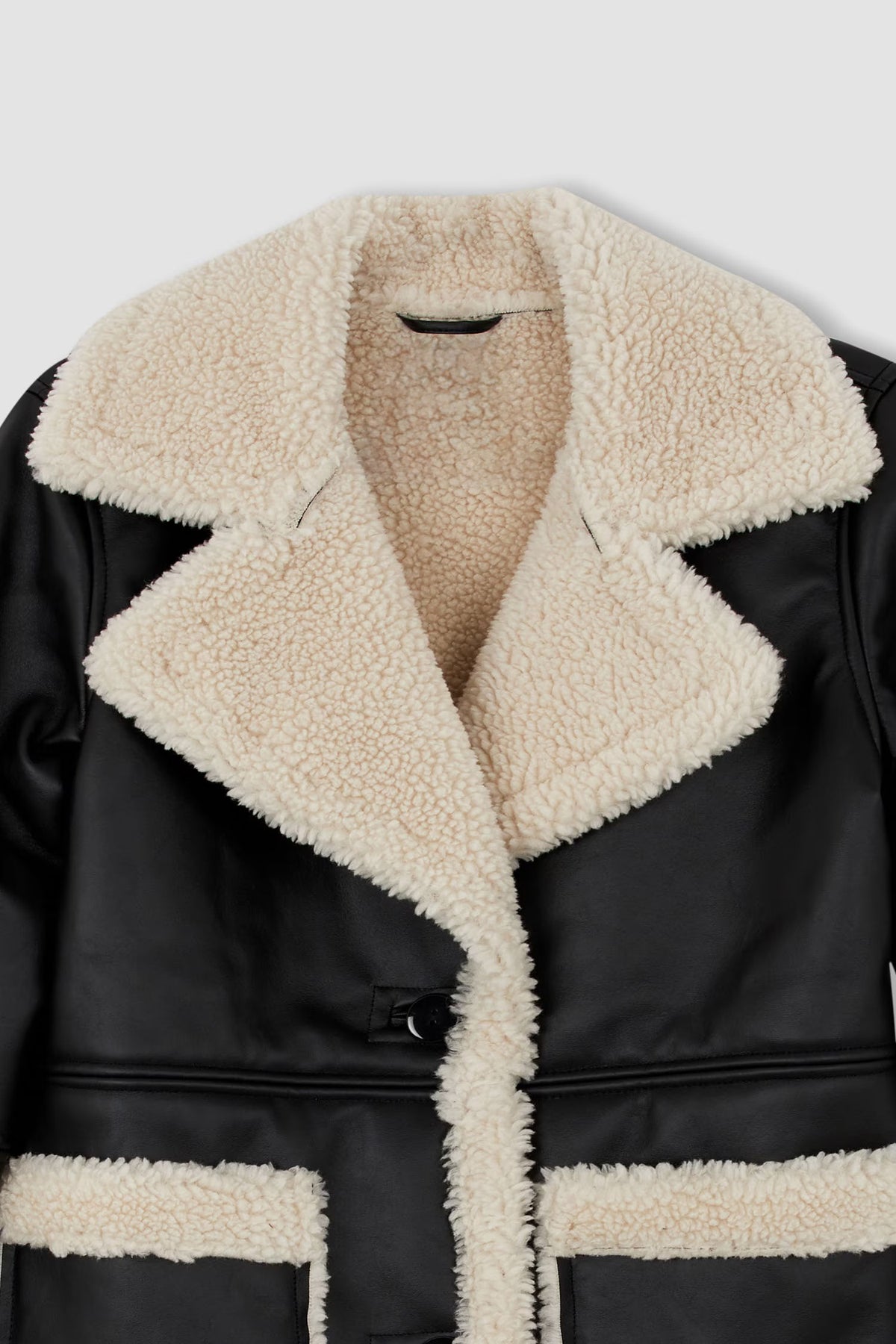 Oversized Women's Black Shearling Jacket – Sheepskin Leather Faux-Fur Coat