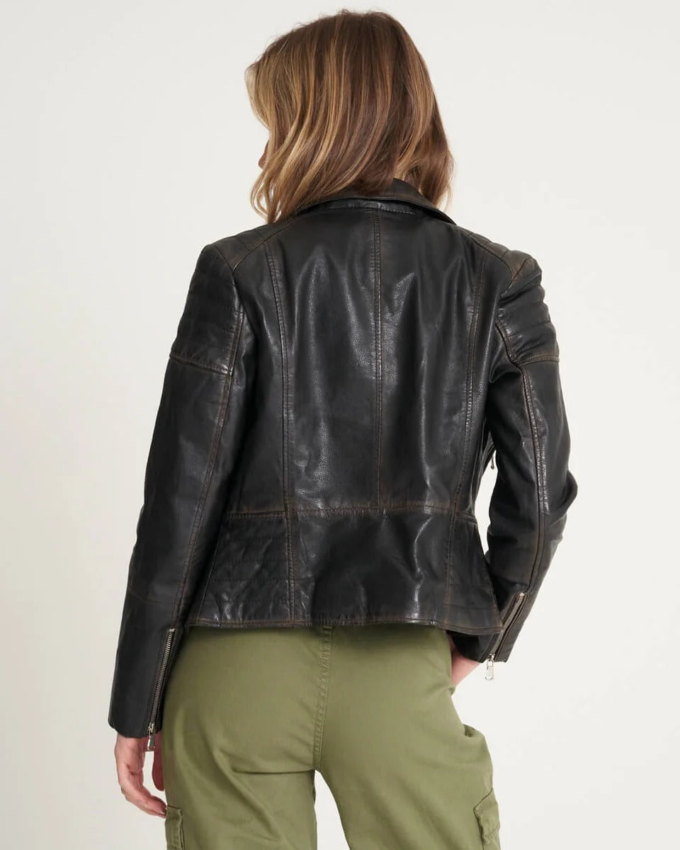 Women's Asymmetric Leather Biker Jacket