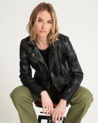 Women's Asymmetric Leather Biker Jacket