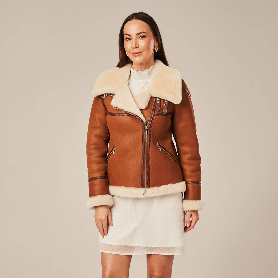 Women's Asymmetric Shearling Aviator Jacket