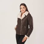 Women's Asymmetric Shearling Biker Jacket