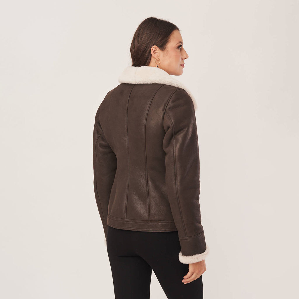 Women's Asymmetric Shearling Biker Jacket
