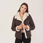 Women's Asymmetric Shearling Biker Jacket