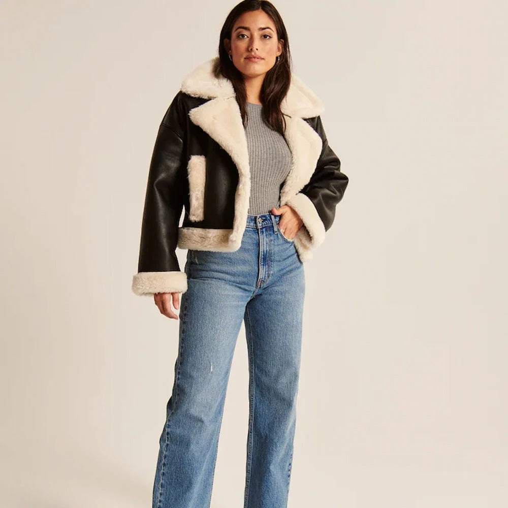 Women's Aviator Shearling Leather Jacket