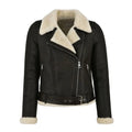 Women's Belted Asymmetric Shearling Biker Jacket