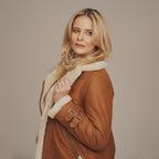 Women's Belted Aviator Shearling Biker Jacket