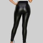 Women's Leather Lace Up Skinny Pants