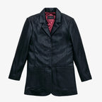 Women's Button-Front Leather Blazer Coat
