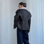 Women's Caped Shoulder Shearling Biker Jacket