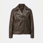 Women's Classic Double-Rider Moto Biker Leather Jacket