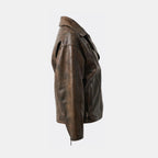 Women's Classic Double-Rider Moto Biker Leather Jacket