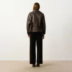 Women's Classic Double-Rider Moto Biker Leather Jacket