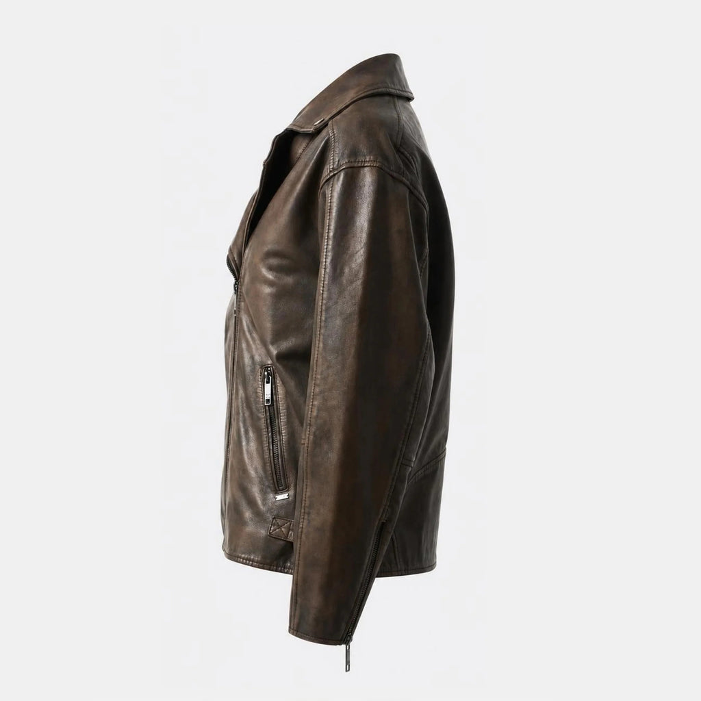 Women's Classic Double-Rider Moto Biker Leather Jacket