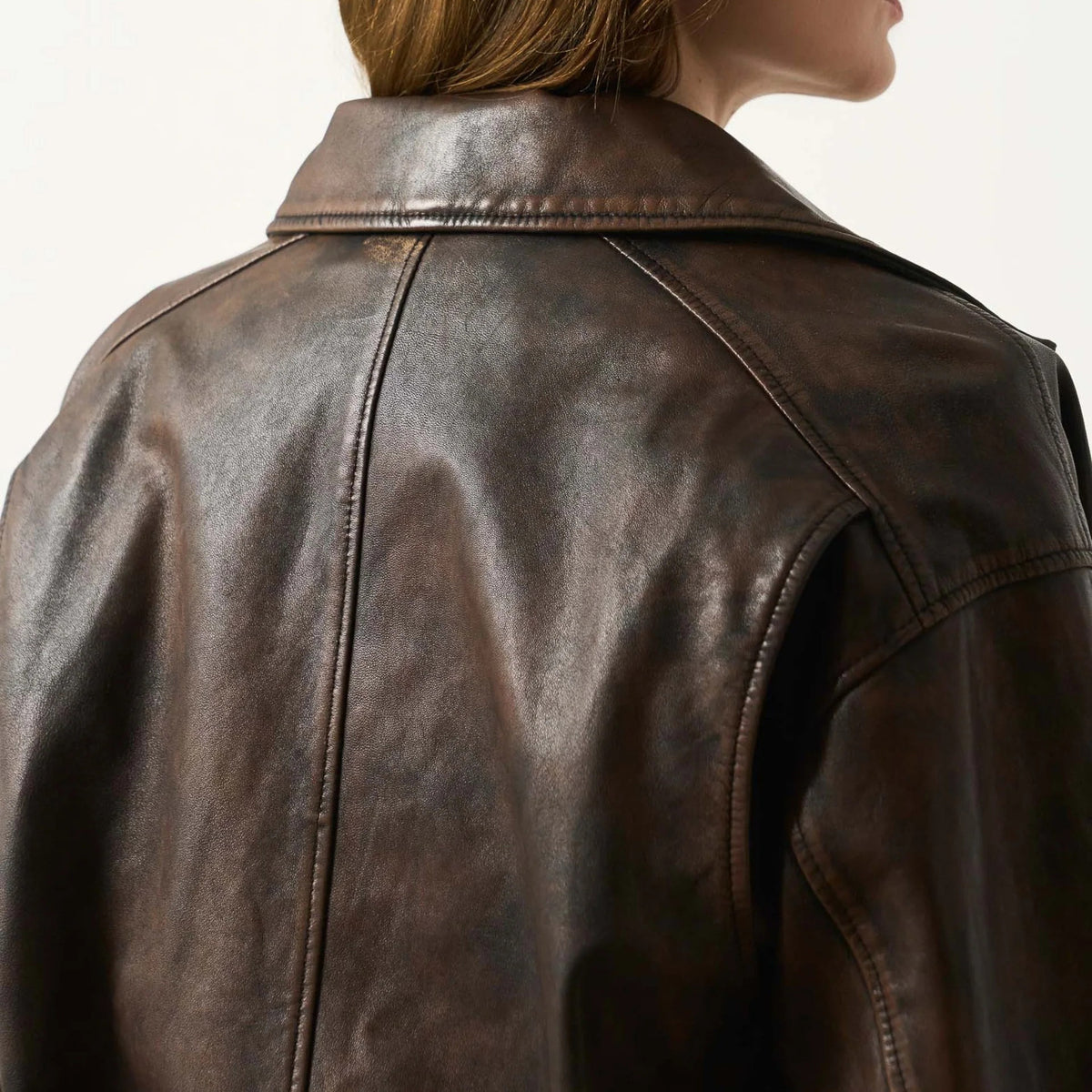 Women's Classic Double-Rider Moto Biker Leather Jacket