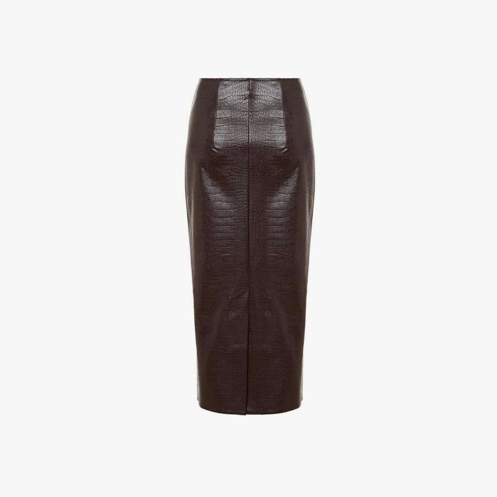 Women's Crocodile Leather Midi Skirt